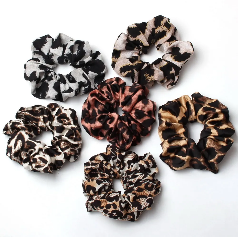 

Large Animal Leopard Hair Scrunchie Set For women Satin Velvet Elastic Hair Rope Ponytail Holder Winter Hairband Hair Accessorie