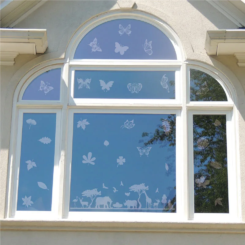 

Cartoon Animal Window Sticker Anti-flying Birds Hitting Butterfly Animal Leaves Glue-free Electrostatic Film Window Glass Decals