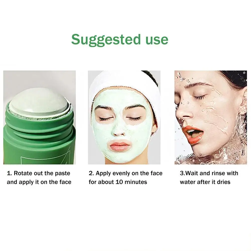 

40g Green Tea Deep Cleansing Mud Mask Oil Control Anti-Acne Care Stick Moisturizing Eggplant Clay Purifying Mask Skin Mask X4I5