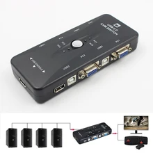 4 Ports VGA KVM Switch Box USB 2.0 SVGA Switcher With Cables Easy To Operate For Keyboard Mouse Display PC Laptop Computers