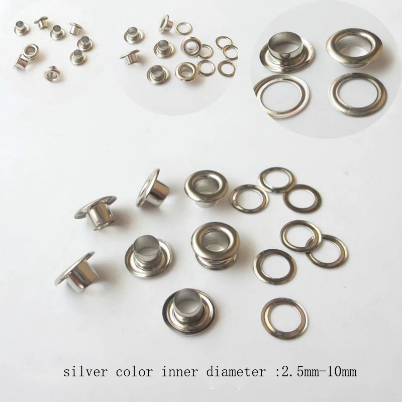 

500 Pieces/Batch Of Copper 4.5/5/6/8/10mm Diameter Hole Rivet Canvas Button Silver Metal Round Hole Diy Leather Tool