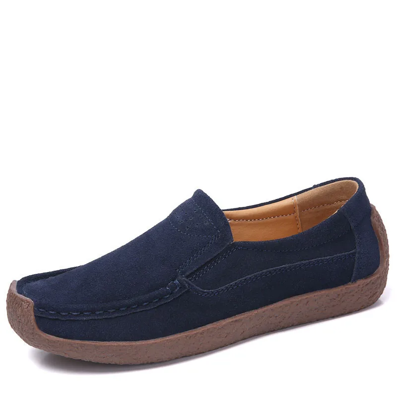 2019 г. осенняя женская обувь на плоской подошве кожаные Замшевые слипоны женские