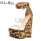 Женские босоножки на танкетке Onlymaker, с открытым носком, леопардовым принтом, ремешком на щиколотке и пряжкой, прозрачные ПВХ летние сексуальные сандалии