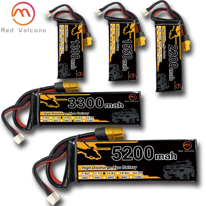 

4S RC lipo battery 14.8V 1300mAh 1550mAh 2200mAh 2600mAh 5200mah 6200mAh 25C 35C 60C For RC Airplane Helicopter Quadcopter 14.8V