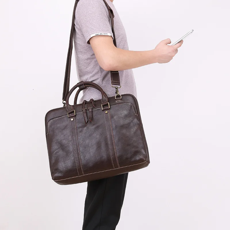 Сумка-мессенджер мужская из натуральной воловьей кожи портфель на одно плечо