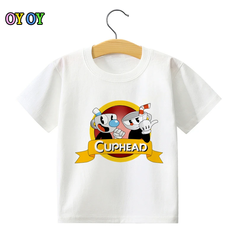 

Children T Shirt Cotton Breathable Comfort Fifth Sun Cuphead Casino Playing Card Graphic Boy And Girl Summer T Shirt MJ
