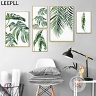 Картина на холсте с акварельными растениями и зелеными листьями, настенный художественный принт, современный минималистичный постер для спальни, гостиной, украшение для дома