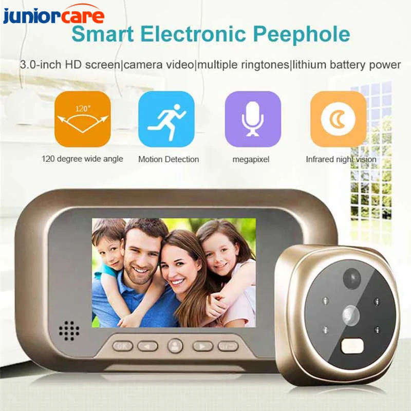 Умный электронный дверной видео звонок цифровая домашняя камера глазок ночное