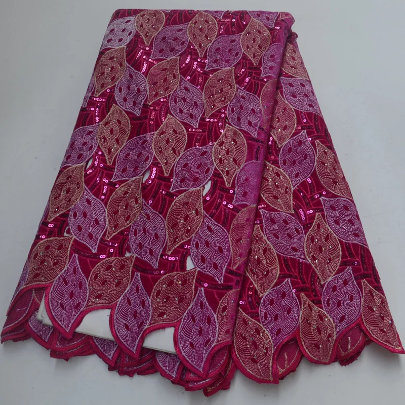 (5 ярдов/шт.) Высококачественная винно-Африканская кружевная ткань ручной работы