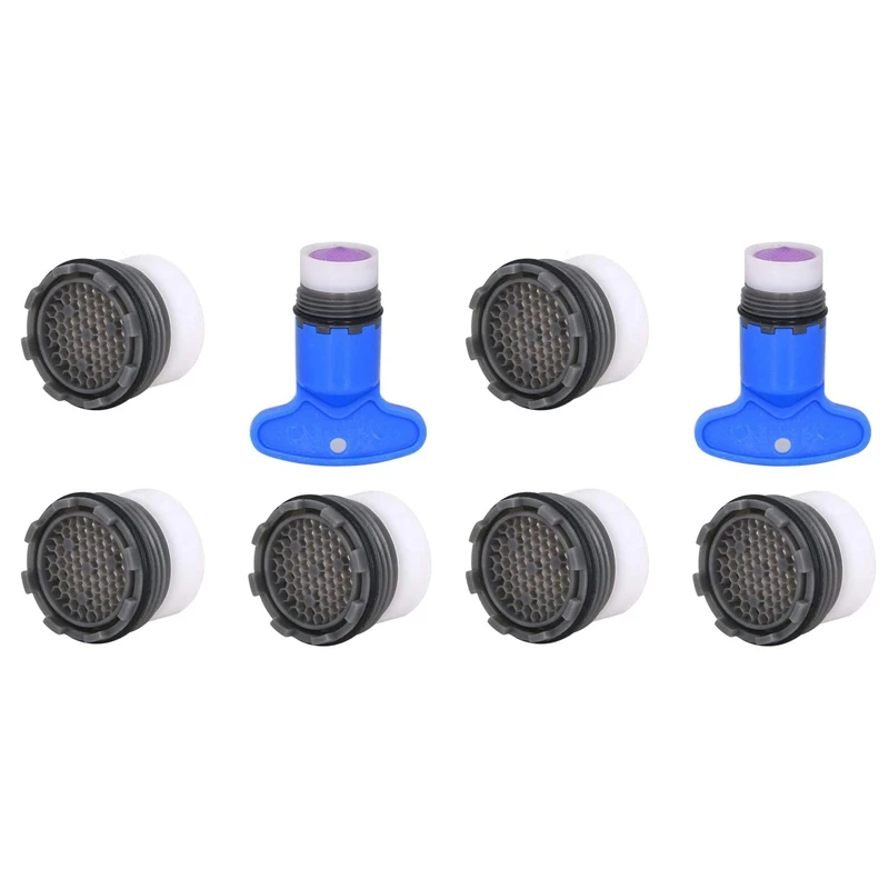 

NEW-1.2GPM Faucet Replacement Part Insert Filter, Restrictor Aerator, 8 Pack(Blue+Black) 18.5mm & 16.5mm
