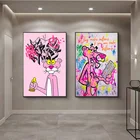 Картина на холсте с изображением розовой Пантеры граффити красочные плакаты и принты картины настенные картины для гостиной домашний декор