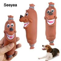 pet dog interactive squeaky toys teeth cleaning funny brown chew toy rubber sausage products toys for pets dogs accessories