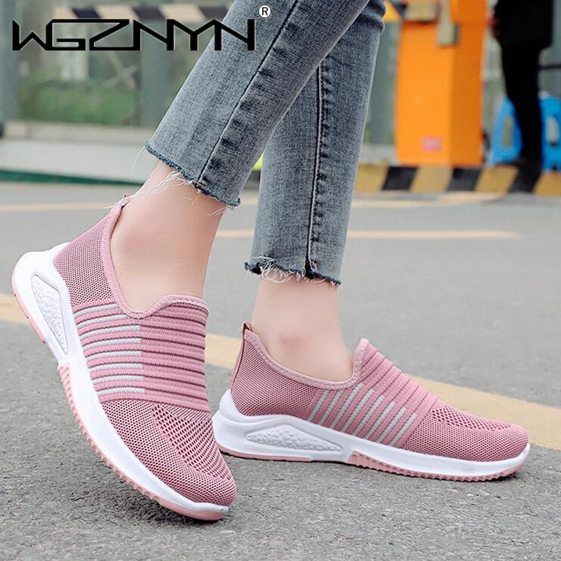 Бренд Женские кроссовки модные легкие трикотажные повседневная женская обувь