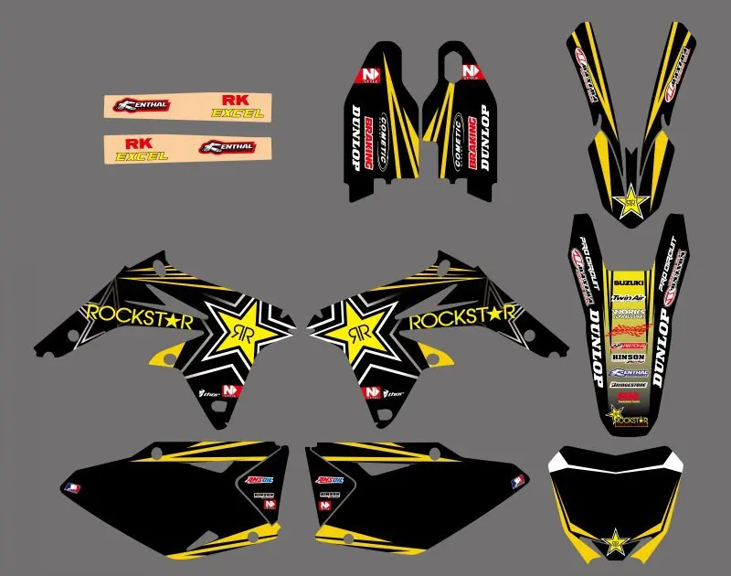 

0120 Black Star NEW TEAM DECALS STICKERS GraphicS For Suzuki RMZ450 RMZ 450 2008 2009 2010 2011 2012
