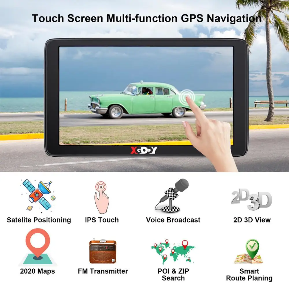 GPS-навигатор Xgody для грузовиков 7 дюймов сенсорный экран от солнца спутниковая