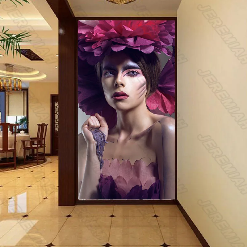 

Beautiful Little Girl Wearing Wreath Character Poster Nordic Style Wall Art Canvas Print Painting Modern Living Room Decoration