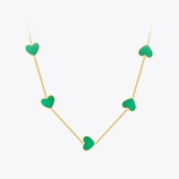 enfashion pink green hearts necklace for women gold color charms necklaces 2021 stainless steel fashion jewelry gift p213254