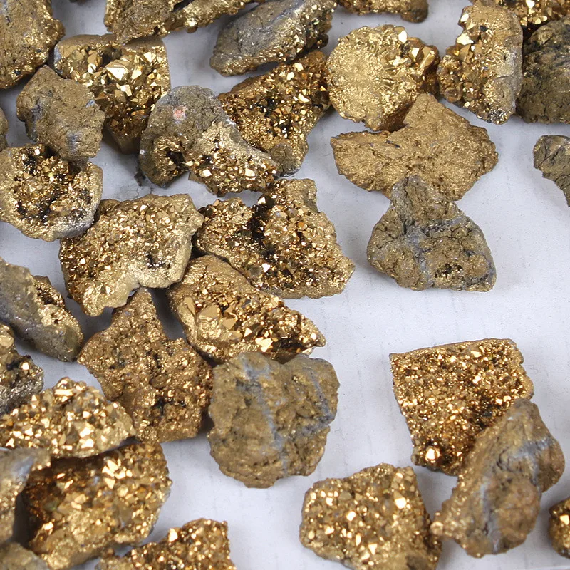 

Sporadic 1PC Natural Agate Crystal Clusters Fragments Electroplating Gold DIY Bare Stone Mineral Materials Jewelry Accessories