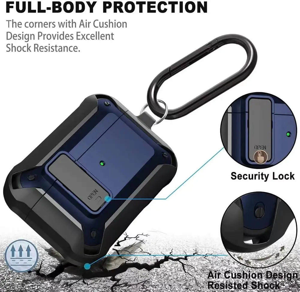 

For Airpods 1/2 Cover Wireless Headset TPU+PC Case Earphone Accessory