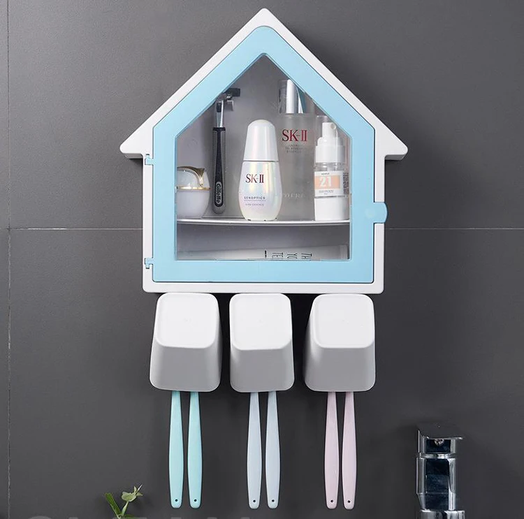 

Творческий пластиковый держатель для зубных щеток с 3 чашки настенный двойной Слои многофункциональная стойка для хранения наборы, аксессу...