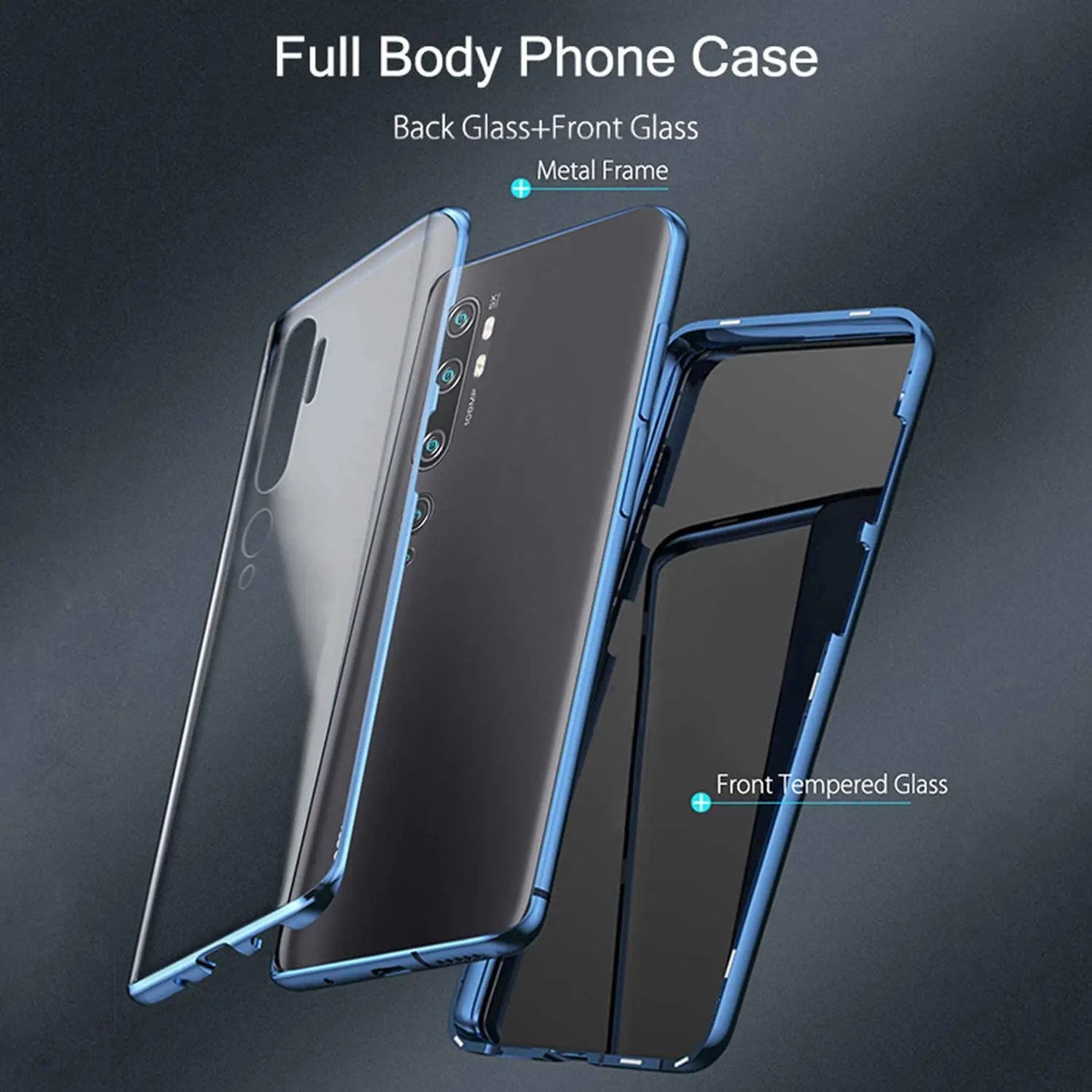 

Luxury 360Â° Full Protection Shockproof Magnetic Phone Case For XIAOMI Redmi Note9 Pro K30Pro Bumper Hard Metal Clear Back Cover