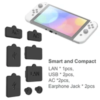 8pcs dust plug usb ac lan hdmi compatible interface antidust cover dustproof plug for nintendo switch oled console accessories