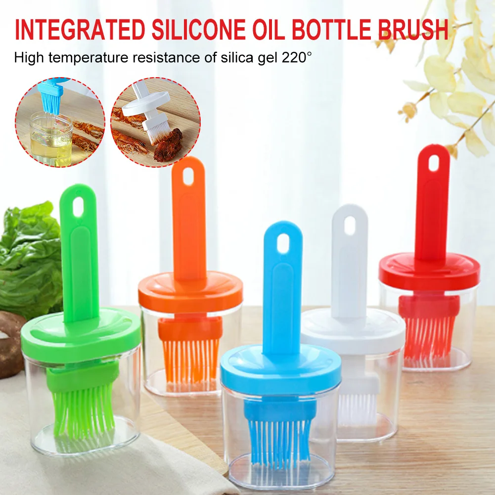 

1Pcs Silicone Oil Bottle with Brush Grill Oil Brushes Liquid Oil Pastry Kitchen