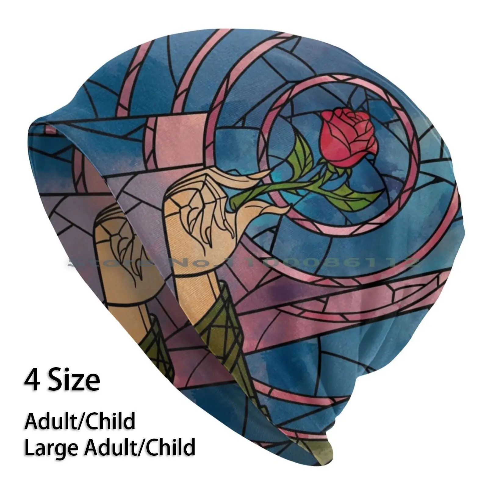 

Enchanted Stained Glass Rose Beanies Knit Hat Enchanted Rose Inspired Brimless Knitted Hat Skullcap Gift Casual Creative