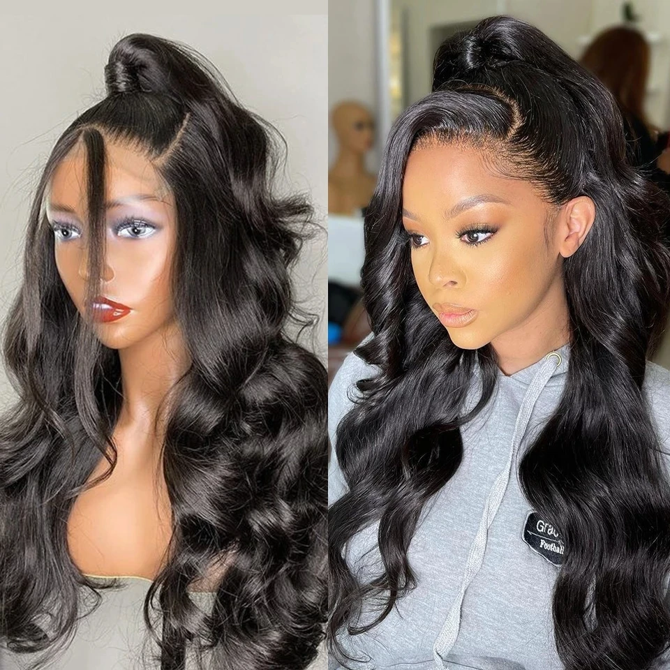 

Body Wave Lace Front Wig Soft Hair T Part Synthetic Wig Jet Black Preplucked With Baby Hair Cosplay Headband Wig Bleach Knots