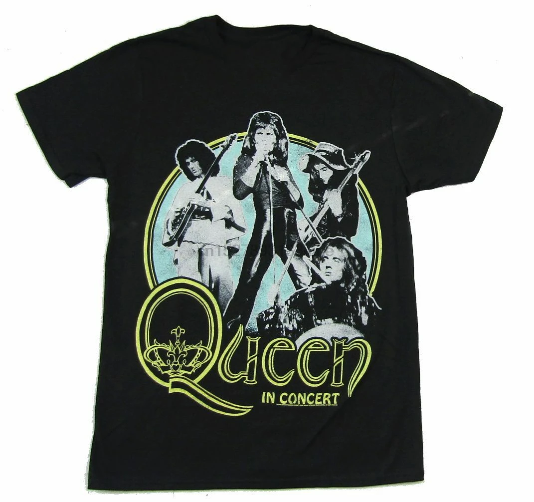 

Queen In Condcert Band Image Black T Shirt New Official Freddie Mercury Michael Jackson Harajuku
