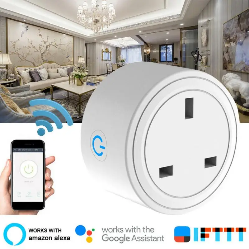 Smart Plug умная розетка Wi Fi 10A US/UK работает с Google Home Amazon Alexa для приложение Tuya модули