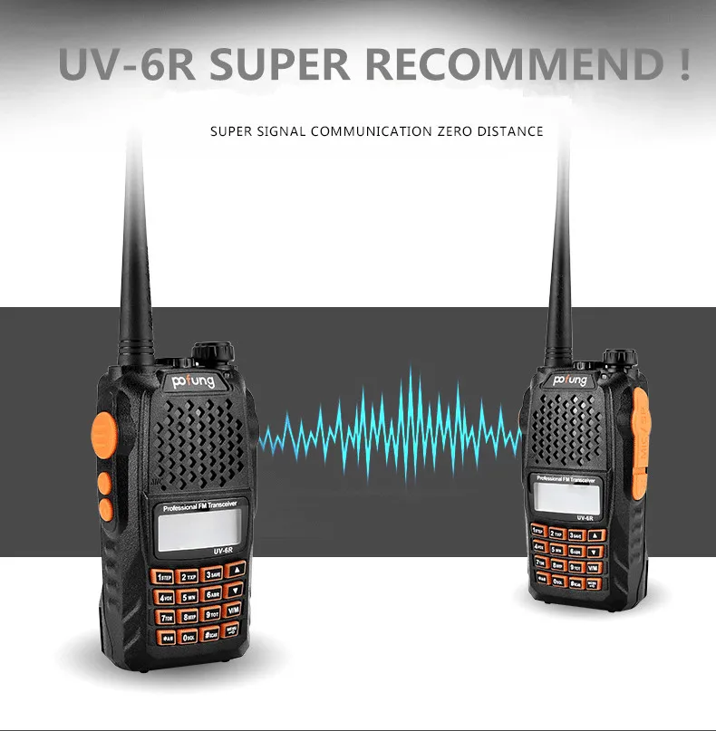 Baofeng UV-6R Walkie Talkie Portable Ham Vhf Uhf Transceiver Dual UV 6R Walky Talky Two-Way Hand-operated Radio Station Hunting