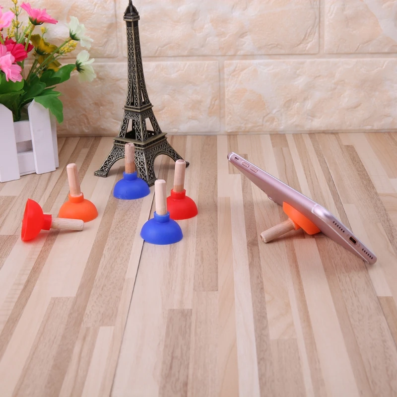 

Mini Colorful Toilet Shape Plunger Holder Sucker Stand For Mobile Phone PSP