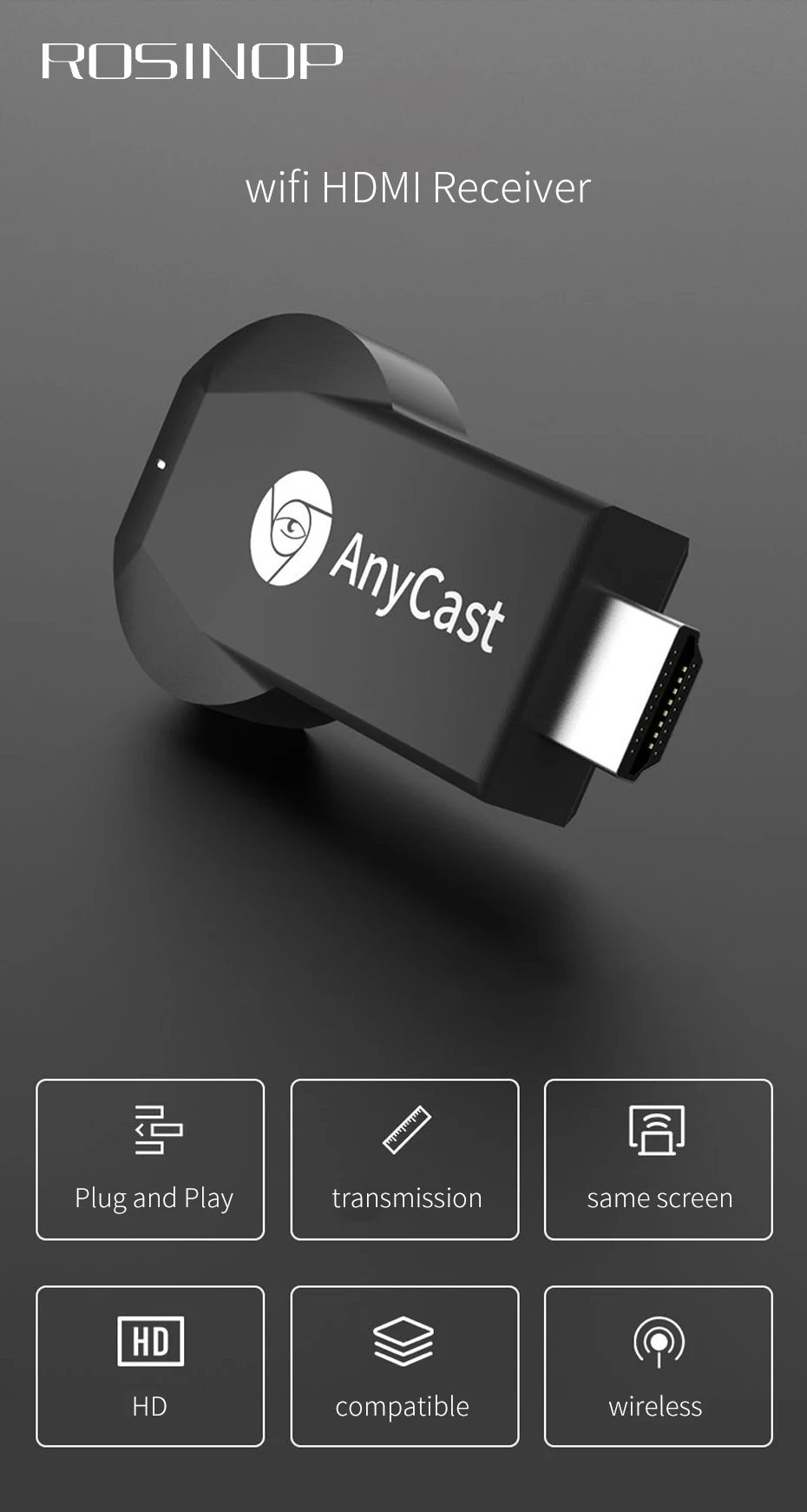 Rosinop 1080P USB Bluetooth приемник AUX адаптер беспроводной HDMI приемник аудио Bluetooth передатчик для наушников ТВ проектор