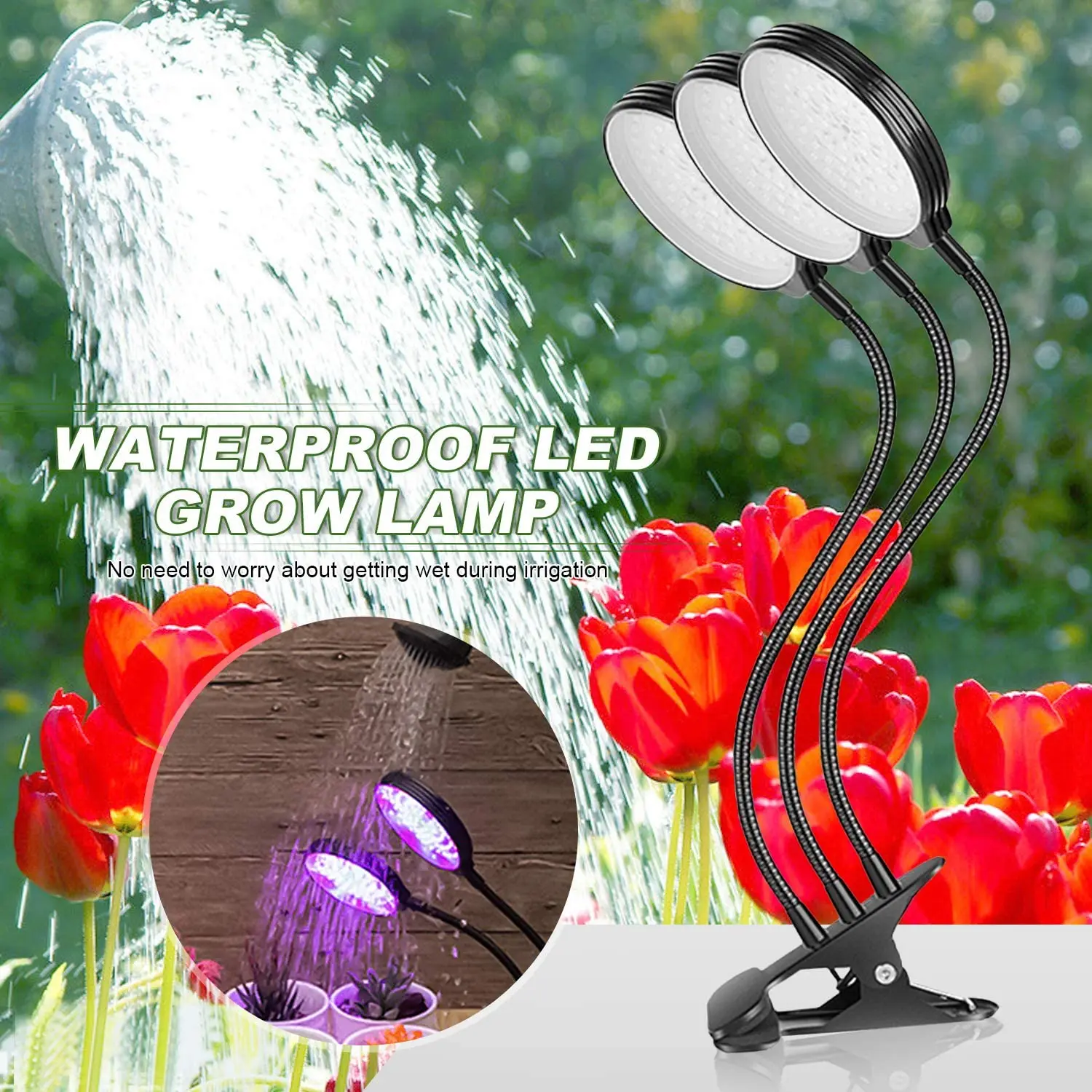 LED 3 Heads Grow Light for Indoor Plants, Gooseneck Growing lamp for Seedling Blooming, 3 Color Modes 5 Dimmable Levels images - 6