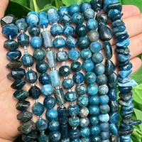 natural stone blue apatite gem beads round irregular faceted rondelle loose beads for jewelry making diy bracelets accessories