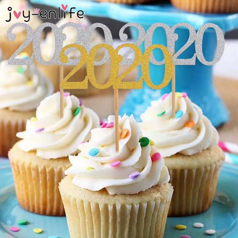 12 шт. 2020 топперы для торта с днем нового года украшения вечеринки