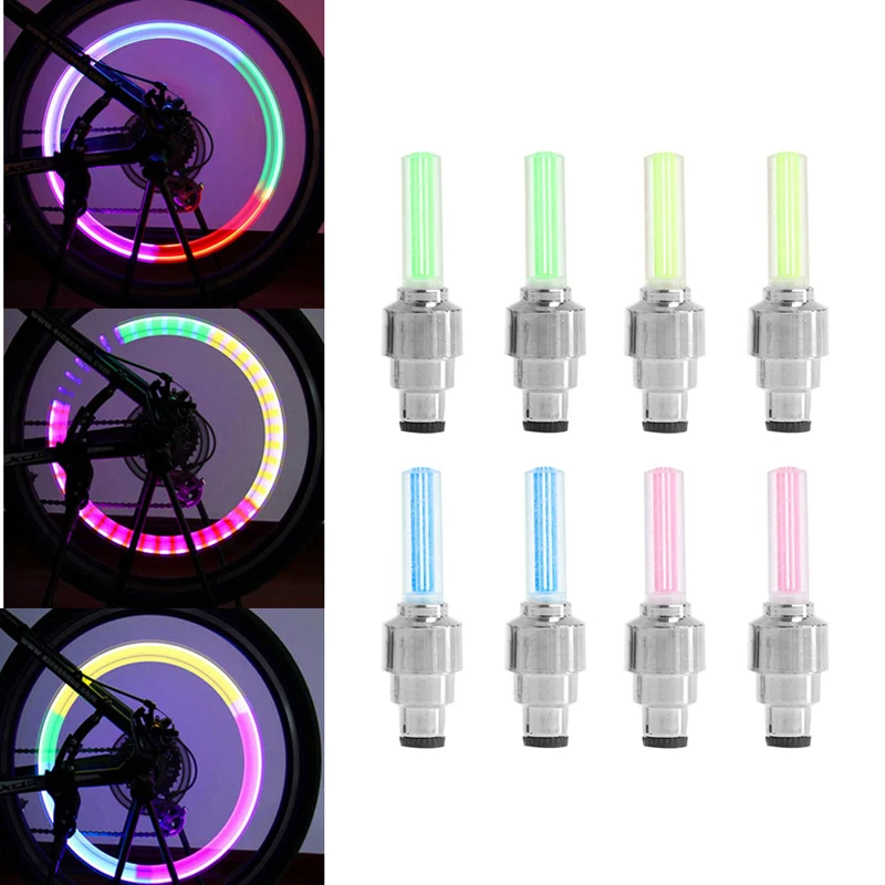 (QILEJVS)2Pcs Bike Lights Bicycle Tyre Tire Valve Caps Wheel Spokes LED Light 4 Color APR17_17 | Спорт и развлечения