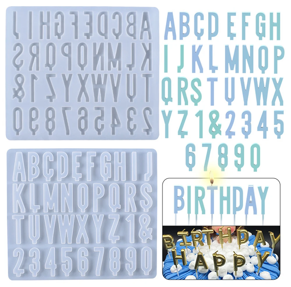Number letter birthday candles Silicone Mold For  Birthday party Craft Home Handmade Making crystal Epoxy Resin Molds
