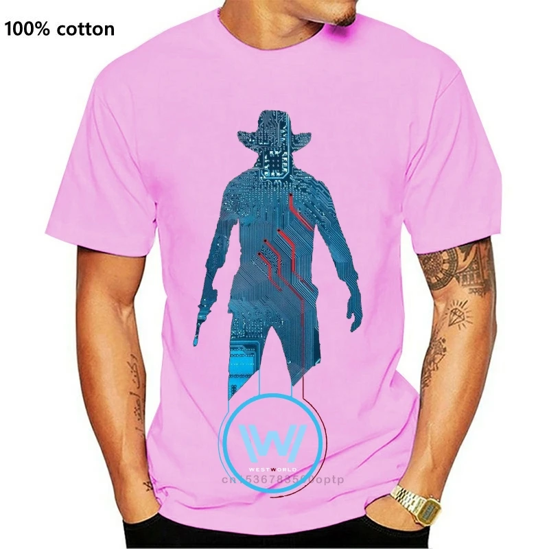

Westworld T Shirt Blue Circuit Cowboy Western Sc-Fi Tv Show Logo Official Mens