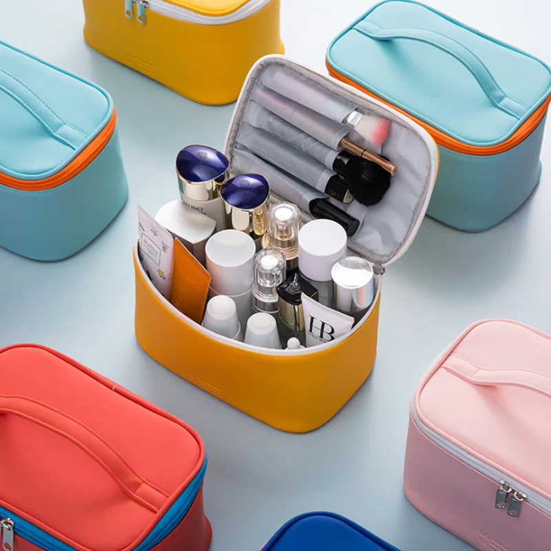 

2021 Portable Cosmetic Case Large Capacity Storage Box Cosmetic Bag Cosmetic Storage Bag Candy Color Wash Bag Travel Storage Bag