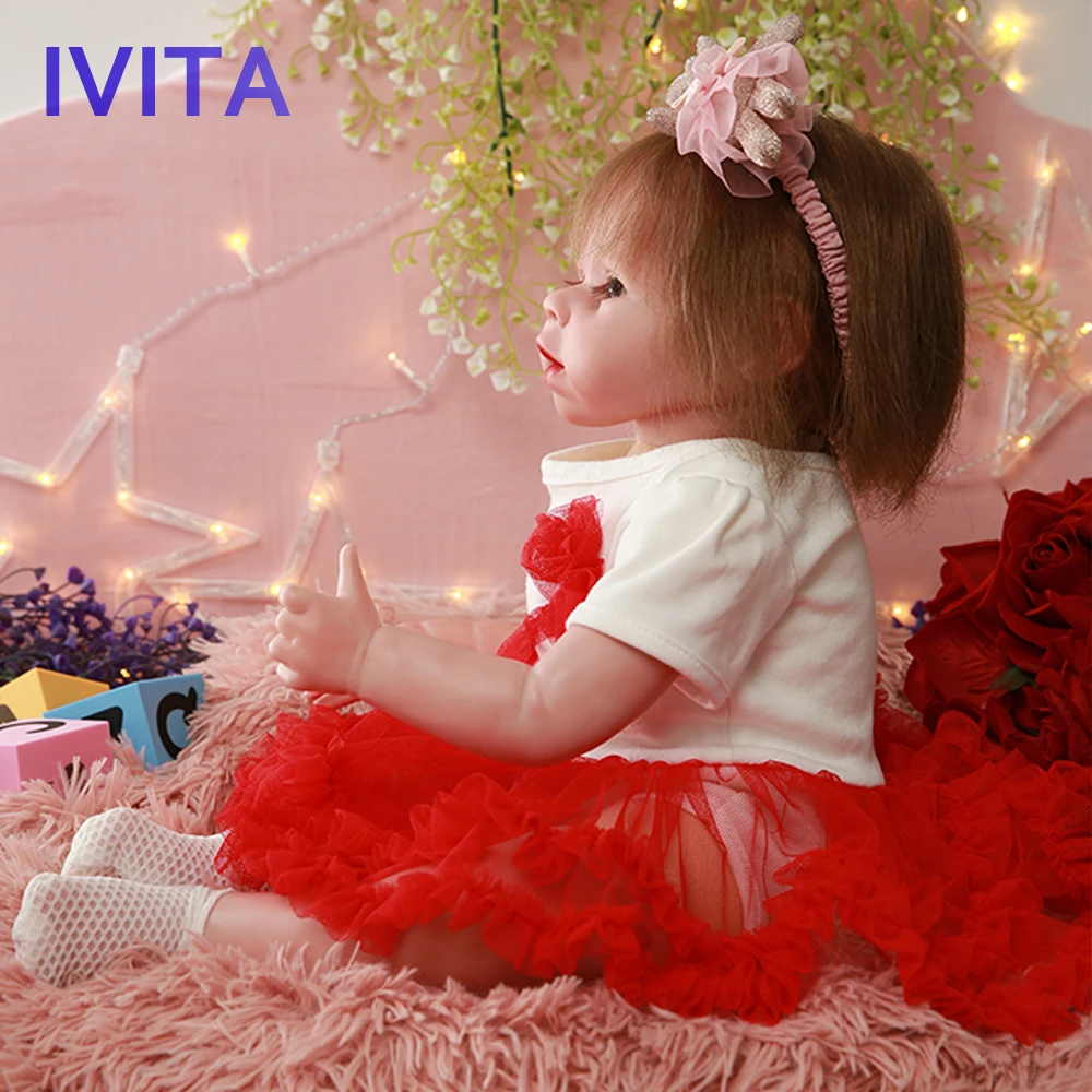 IVITA DS1806 49 см levensechte babypoppen кремния reborn baby Мягкая кукла девочка с нарисованными ногтями посаженные волосы игрушки для детей