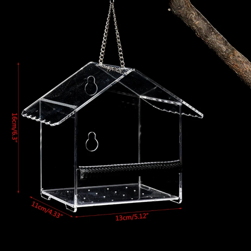 

Hanging Bird Feeder for Pet Birds Acrylic Creative Accessories Adsorption House Hanging Suction Window Bird Feeders