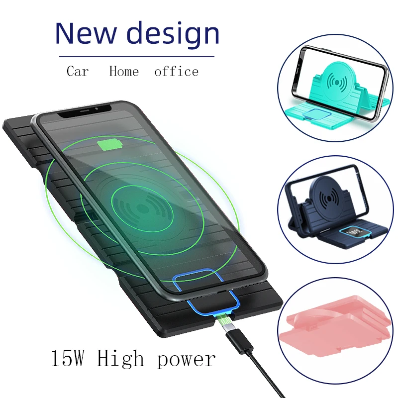 

Discount 15W Qi Wireless Car Charger Pad Foldable Fast Charging Base Station Mount Non-Slip Phone Stand Holder for iPhone X XS