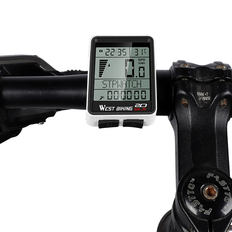 

WEST BIKING светодиодный Водонепроницаемый велосипедный компьютер Беспроводной 5 Язык Велоспорт велосипед одометр спидометр секундомер Спидом...