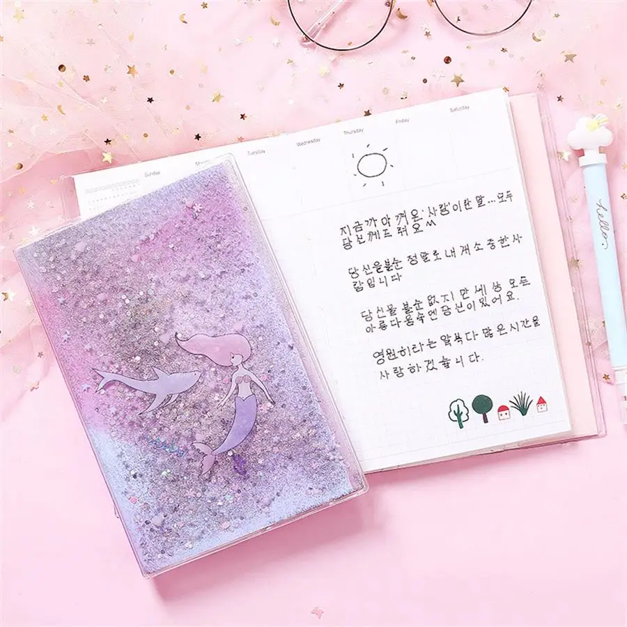 Милый Qiuck Sand ручная книга журнал путешествия книга дневник тетрадь Kawaii Русалка тетрадь школьные офисные принадлежности канцелярские принадлежности