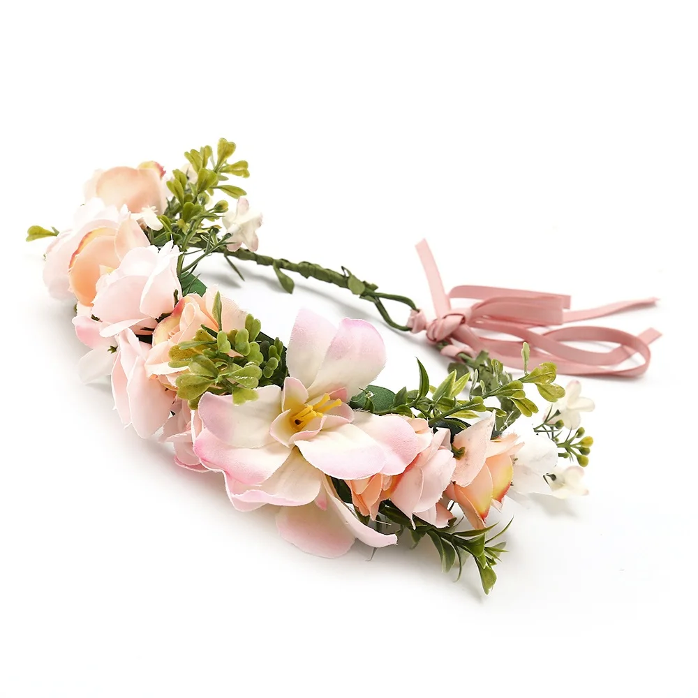 light pink crown Яркая луна, винтажное Ювелирное Украшение, повязка на голову, белые розы, лента для свадьбы, подружки невесты, цветок, корона, модные аксессуары для девочек, женский подарок - Окраска металла: light pink crown