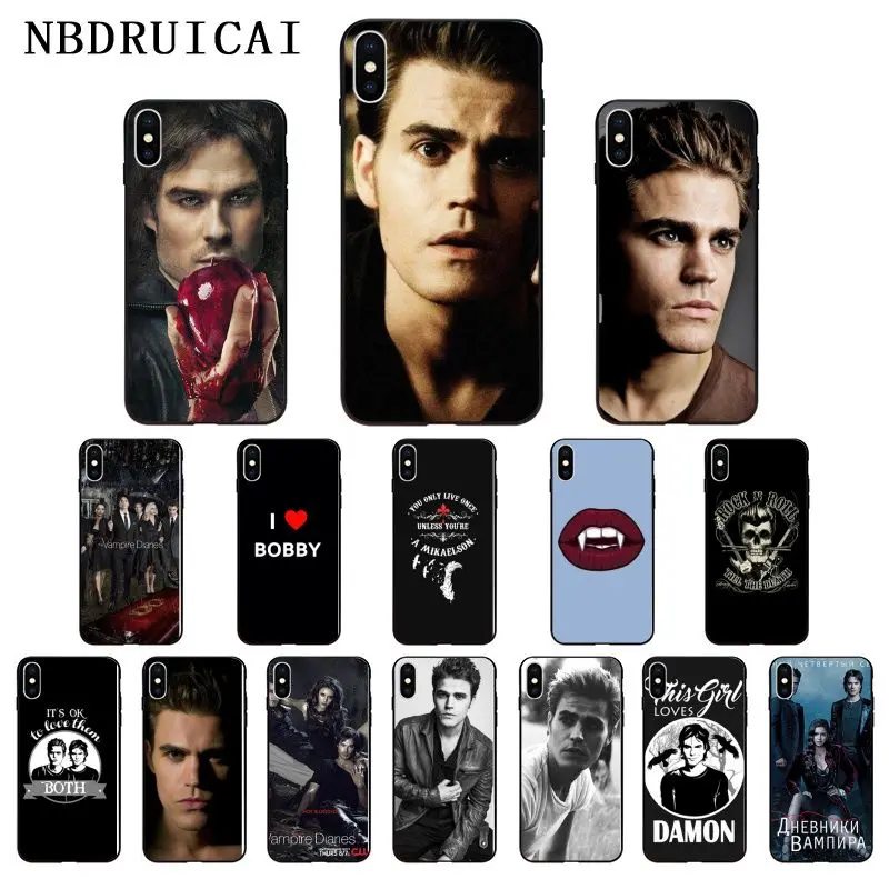 

NBDRUICAI TV Vampire Diaries Stefan Damon Salvatore Phone Case for iPhone 11 pro XS MAX 8 7 6 6S Plus X 5 5S SE XR case
