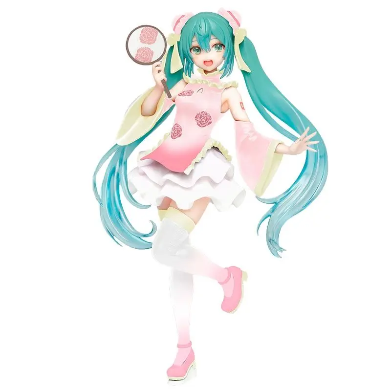 

Bandai Аниме модель Neca Hatsune Национальный Стиль Белый Розовый Чонсам леди они ПВХ Подвижная кукла Коллекционная детская модель игрушка подарок