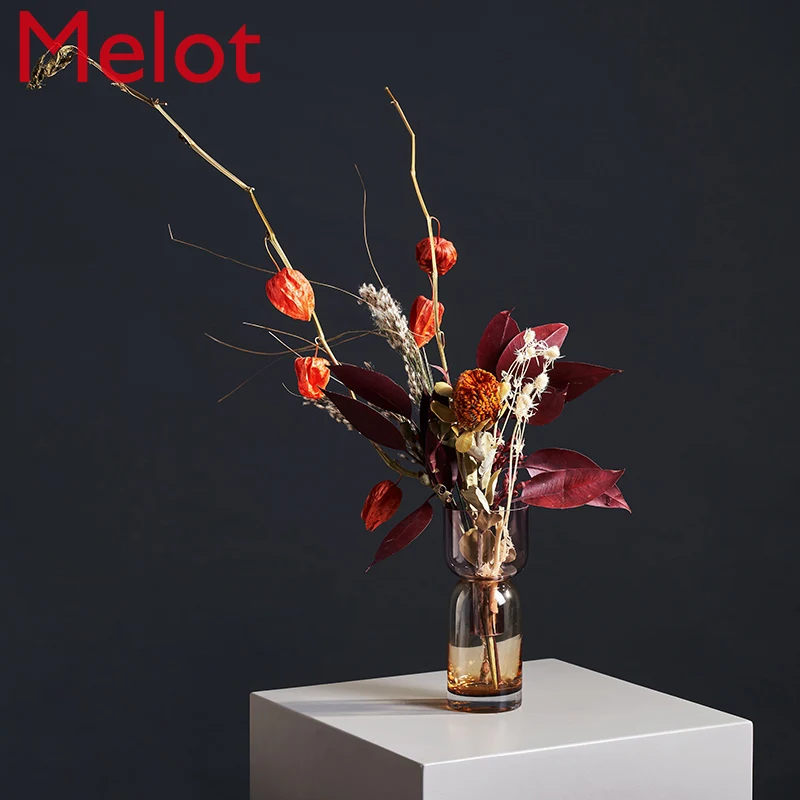 

Dried Flower Decorative Ornament Red Storm Lantern Dried Flower Real Flower Living Room Dried Flowers Bouquet